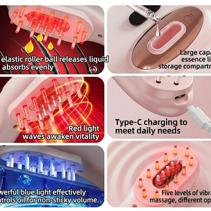 Electric Massage Comb with Oil Dispenser - Dual-Light Sonic Scalp Massager