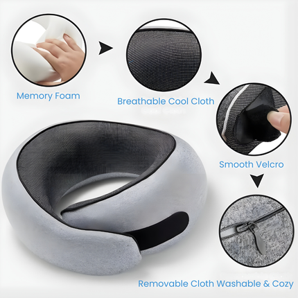 Memory Foam Travel Neck Pillow - Contoured Support, Breathable Fabric