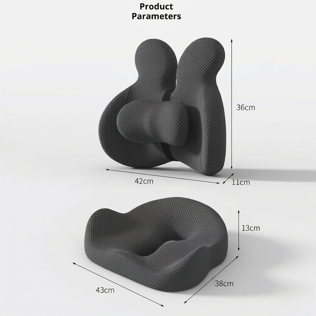 ManiCurve Ergonomic Memory Foam Lumbar Pillow & Seat Cushion Set