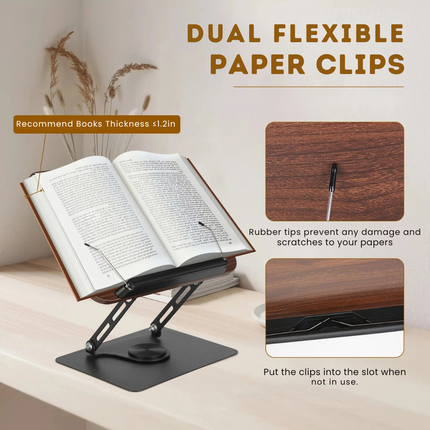 360° Foldable Reading Stand - Adjustable, Swivel Base, Portable Design