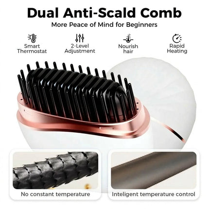2-in-1 Mini Hair Straightener & Styling Comb - Anti-Scald Travel Design