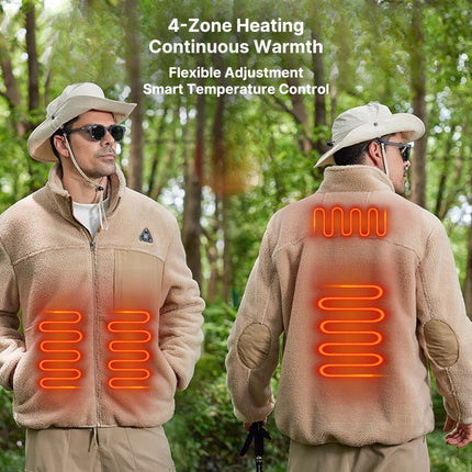 Smart Heated Unisex Fleece Jacket - USB Powered, 4-Zone Heating, Windproof