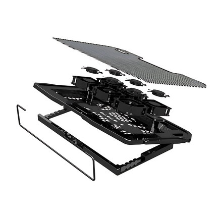 6-Fan Laptop Cooling Pad - Low-Noise, Adjustable Stand, Dual USB Ports