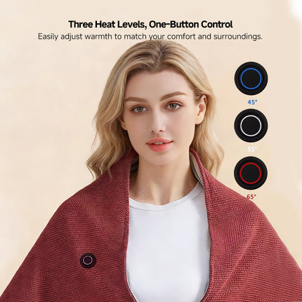 Graphene Heated Shawl - USB Powered, 15-Second Heat, Office & Home