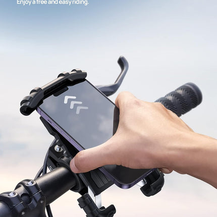 Motorcycle Phone Mount - Handlebar Phone Holder with Lock, 360 Rotation