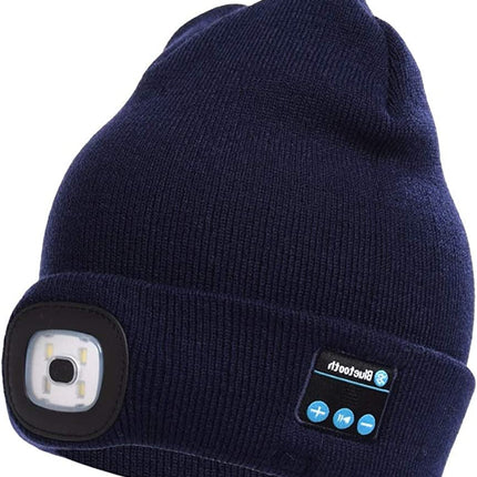 Bluetooth Beanie with LED Light - Rechargeable Winter Hat, Headphones