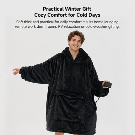 Heated Unisex Blanket Hoodie - USB-Powered, 3-Zone Flannel Warmth