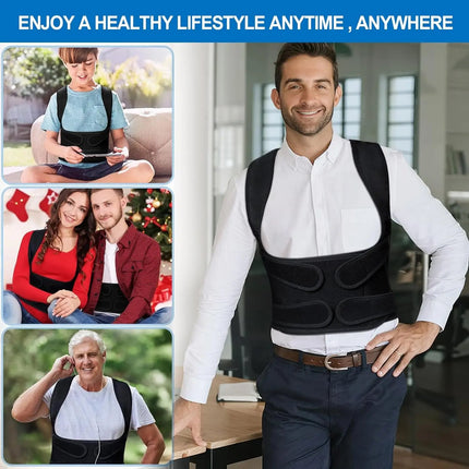 Full-Back Posture Corrector - Adjustable 4-Bar Lumbar & Shoulder Support