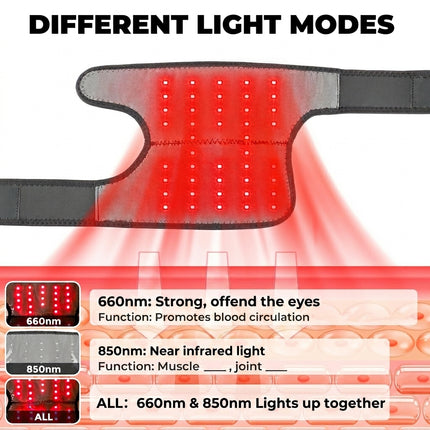 3-in-1 Heated & Red Light Joint Wrap Massager - 44-LED Joint Therapy