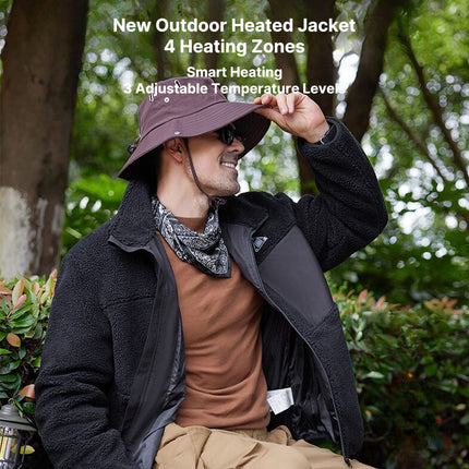 Smart Heated Unisex Fleece Jacket - USB Powered, 4-Zone Heating, Windproof