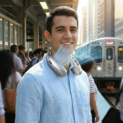 Deluxe Bladeless Portable Neck Fan - 8000mAh Rechargeable Wearable Cooling Fan