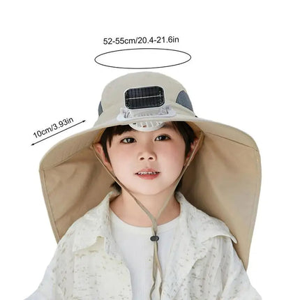 Kids Solar Fan Sun Hat - UPF50+ UV Protection Cooling Cap for Kids