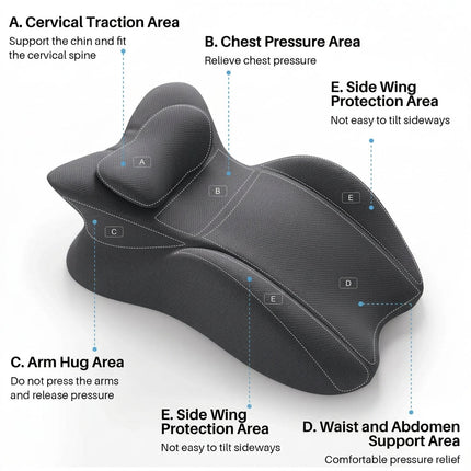 Ergonomic Memory Foam Multi-Positional Wedge Pillow - Chest & Arm Support Zones