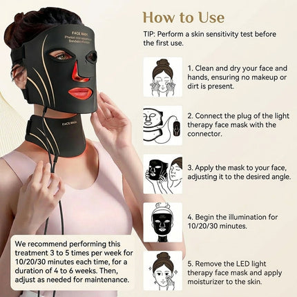 7-Color LED Light Face & Neck Mask - 309 LEDs, Adjustable Strap Fit