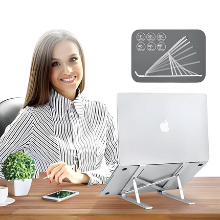 Aluminum Adjustable Laptop Stand - Ergonomic, Foldable, Vented Design
