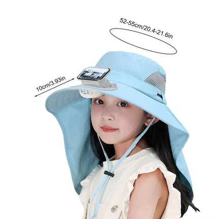 Kids Solar Fan Sun Hat - UPF50+ UV Protection Cooling Cap for Kids