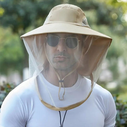 Wide Brim Anti-Mosquito Sun Hat - UV Protection Hat with Detachable Face Mask