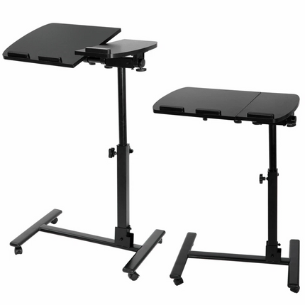 Rolling Laptop Table - Height-Adjustable, Locking Wheels, Sleek Design