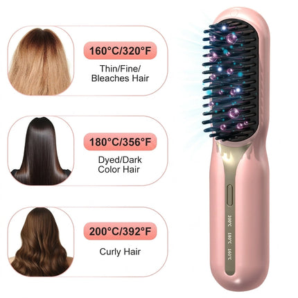 Cordless Negative Ion Styling Comb - Rapid Ceramic Heat & Anti-Pull Teeth