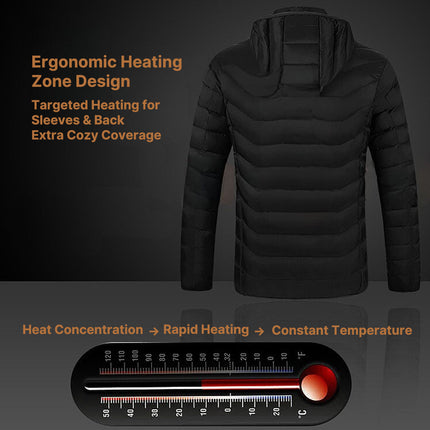 Heated Jacket - Unisex, 3-Mode USB Powered Carbon Fiber, Windproof, Quick Heat