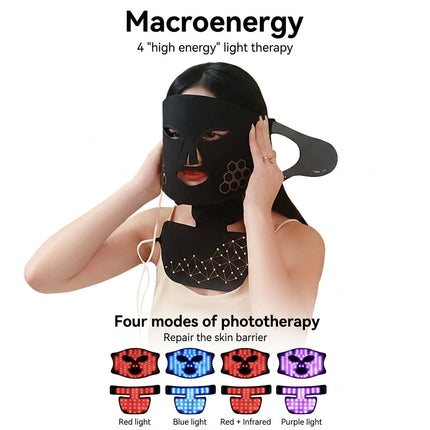 3-Color LED Light Face & Neck Mask - 4-in-1 Silicone Photon Therapy