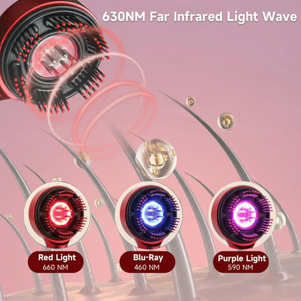 3-in-1 LED Light Scalp Massager - Red, Blue & Purple Light Therapy