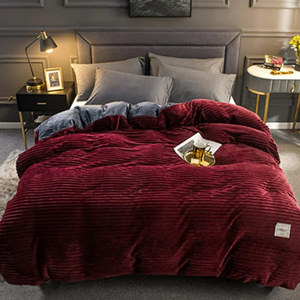 Fleece Duvet Cover Set - Soft Plush Bedding with Pillowcases for Winter