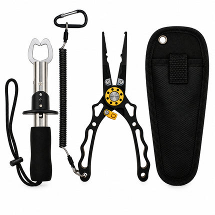 Fish Lip Gripper Pliers - Aluminum Fishing Pliers with Carbide Cutters