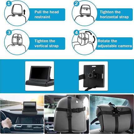 Car Baby Monitor Camera - Backseat Baby Camera with Night Vision Display