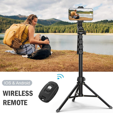 Portable Phone Tripod Stand - Extendable Camera Tripod with Remote, Bag