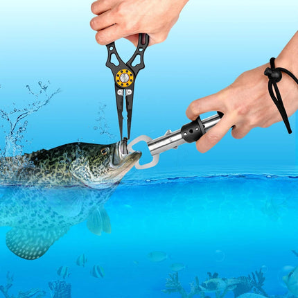 Fish Lip Gripper Pliers - Aluminum Fishing Pliers with Carbide Cutters