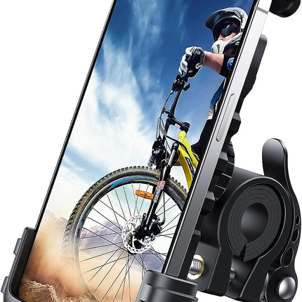 Motorcycle Phone Mount - Handlebar Phone Holder with Lock, 360 Rotation