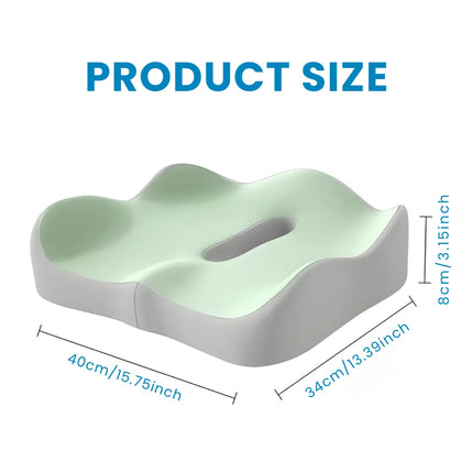 Ergonomic 3 Zone Seat Cushion - Coccyx Relief, Breathable Memory Foam