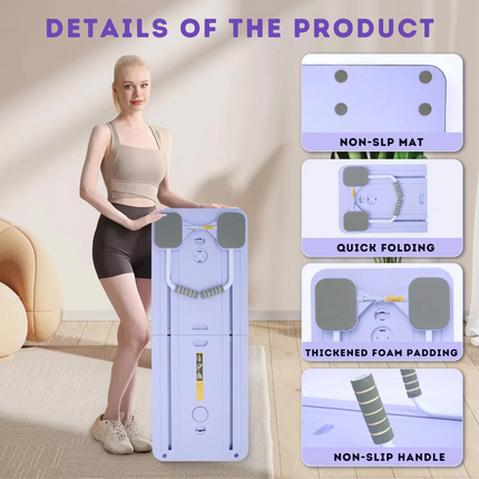 Foldable Pilates Board for Home Workouts - Reformer-Style Core Training