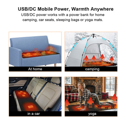 Heated Yoga Pad - 5-Zone Rapid Heat, USB Powered, Camping & Home Use