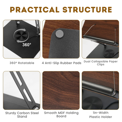 360° Foldable Reading Stand - Adjustable, Swivel Base, Portable Design