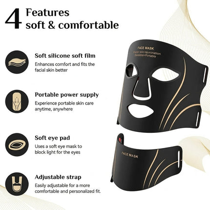 7-Color LED Light Face & Neck Mask - 309 LEDs, Adjustable Strap Fit