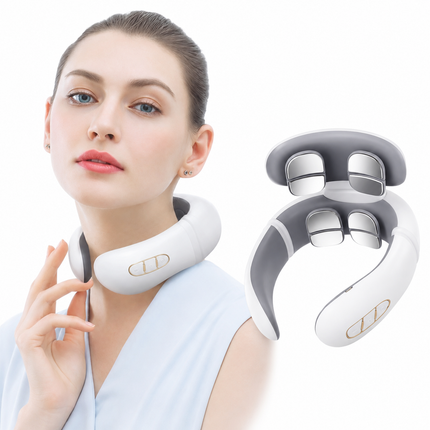 Electric Neck Massager - 8-Node TENS & EMS Pulse Relief with Heat