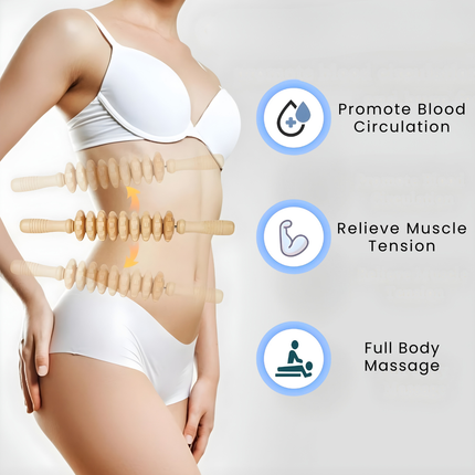 Wooden Fascia Massage Roller - Myofascial Release, Muscle Recovery Tool