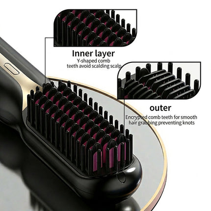 Cordless Negative Ion Styling Comb - Rapid Ceramic Heat & Anti-Pull Teeth