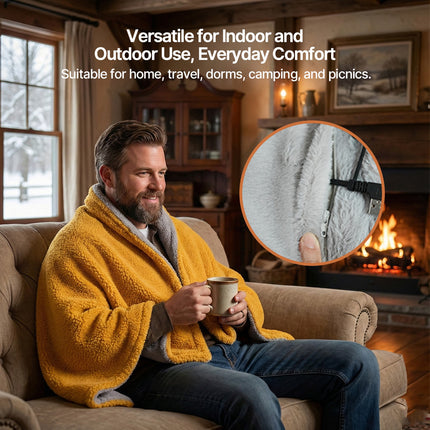 Heated Throw Blanket - USB Powered, 3-Speed Warmth, Sherpa Fleece