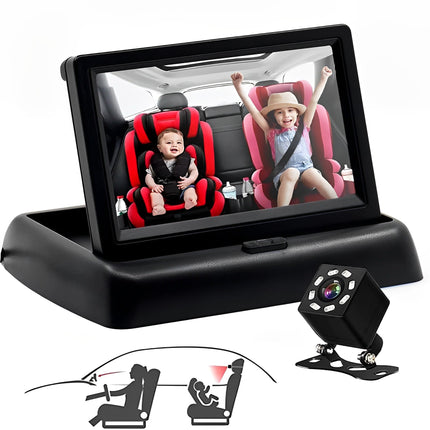 Car Baby Monitor Camera - Backseat Baby Camera with Night Vision Display