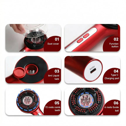 3-in-1 LED Light Scalp Massager - Red, Blue & Purple Light Therapy