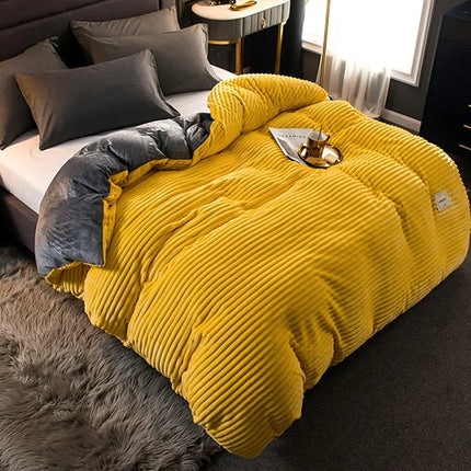 Fleece Duvet Cover Set - Soft Plush Bedding with Pillowcases for Winter