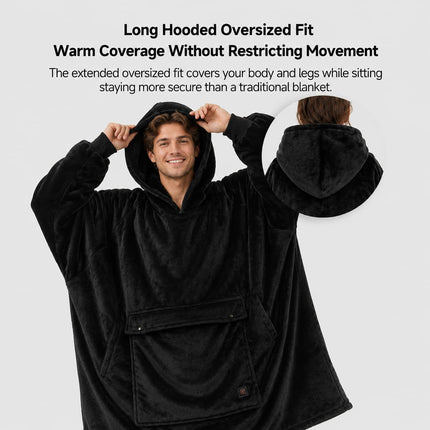 Heated Unisex Blanket Hoodie - USB-Powered, 3-Zone Flannel Warmth