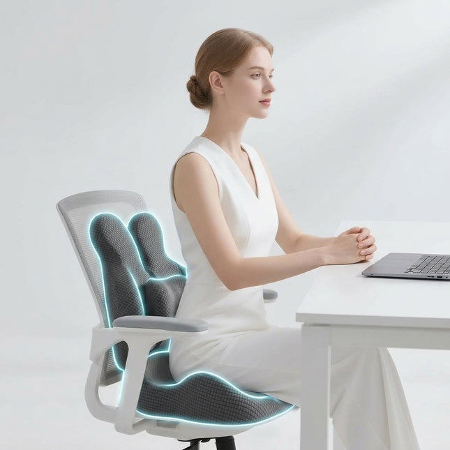 Ergonomic Memory Foam Lumbar Pillow & Seat Cushion Set - Matching Support Set