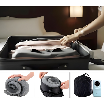 Memory Foam Travel Neck Pillow - Contoured Support, Breathable Fabric