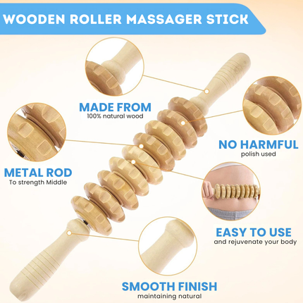 Wooden Fascia Massage Roller - Myofascial Release, Muscle Recovery Tool