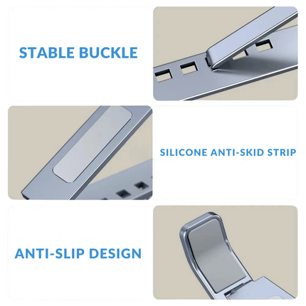 Aluminum Adjustable Laptop Stand - Ergonomic, Foldable, Vented Design
