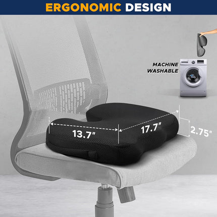 Gel & Memory Foam Coccyx Seat Cushion - Cooling, Non-Slip, Contoured